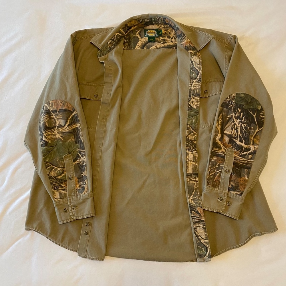 Cabela's Mens Hunting Shirt Button Down Long Sleeve Camo Elbow Sleeves Size XL - Picture 7 of 11